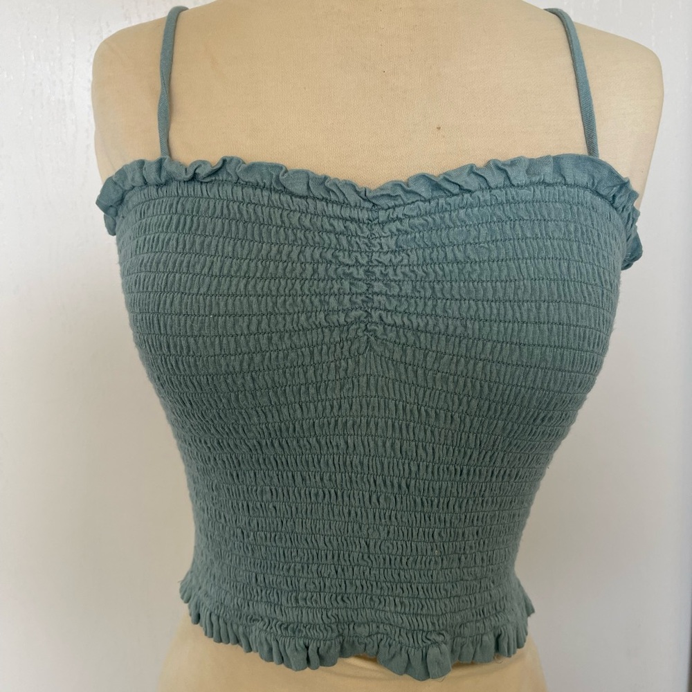 Active USA Green Smocked Ruffled Camisole